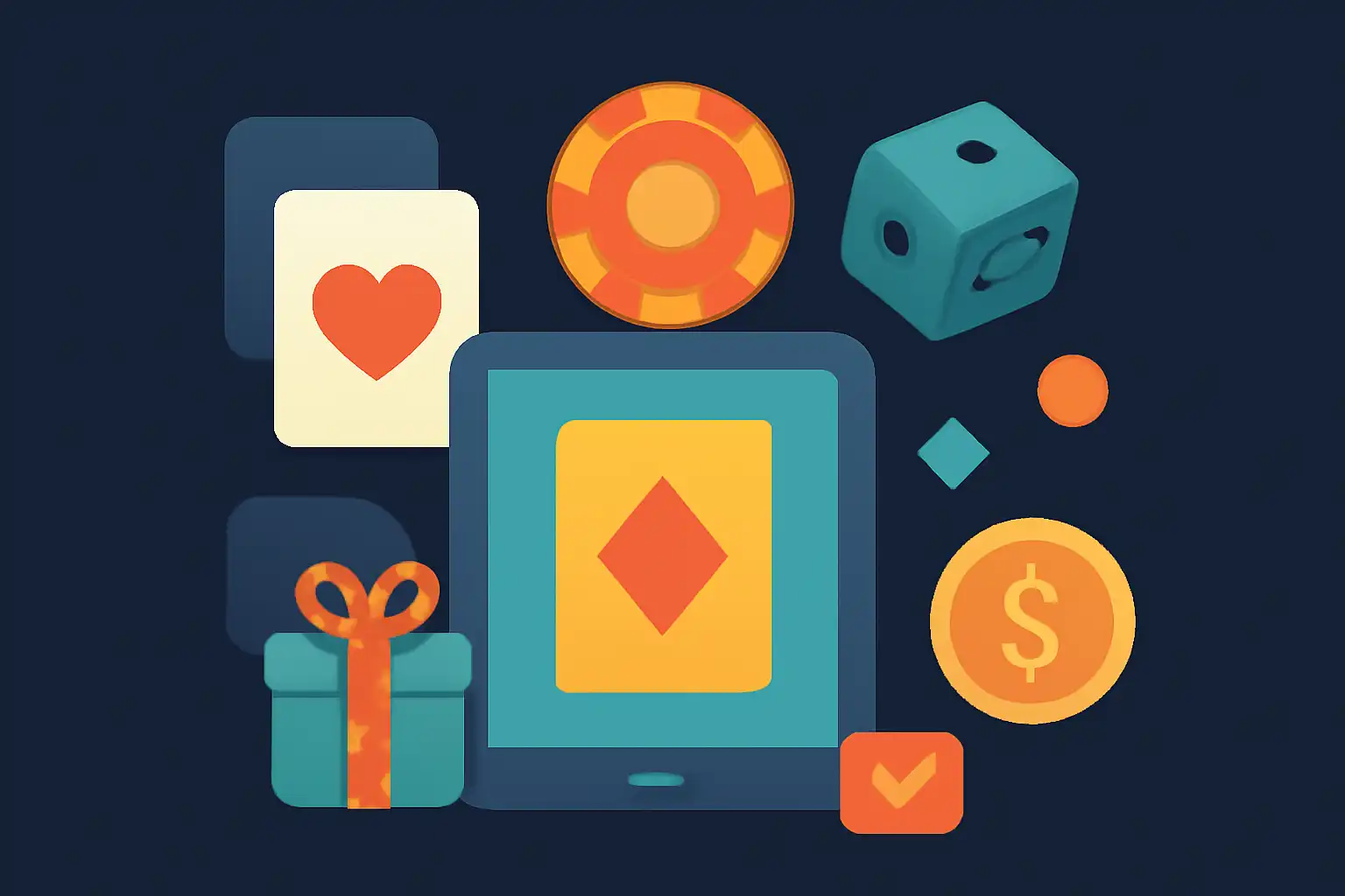 Hero illustration: 55 Club, modern flat design, dark background, brand-neutral, icons and shapes only, no text