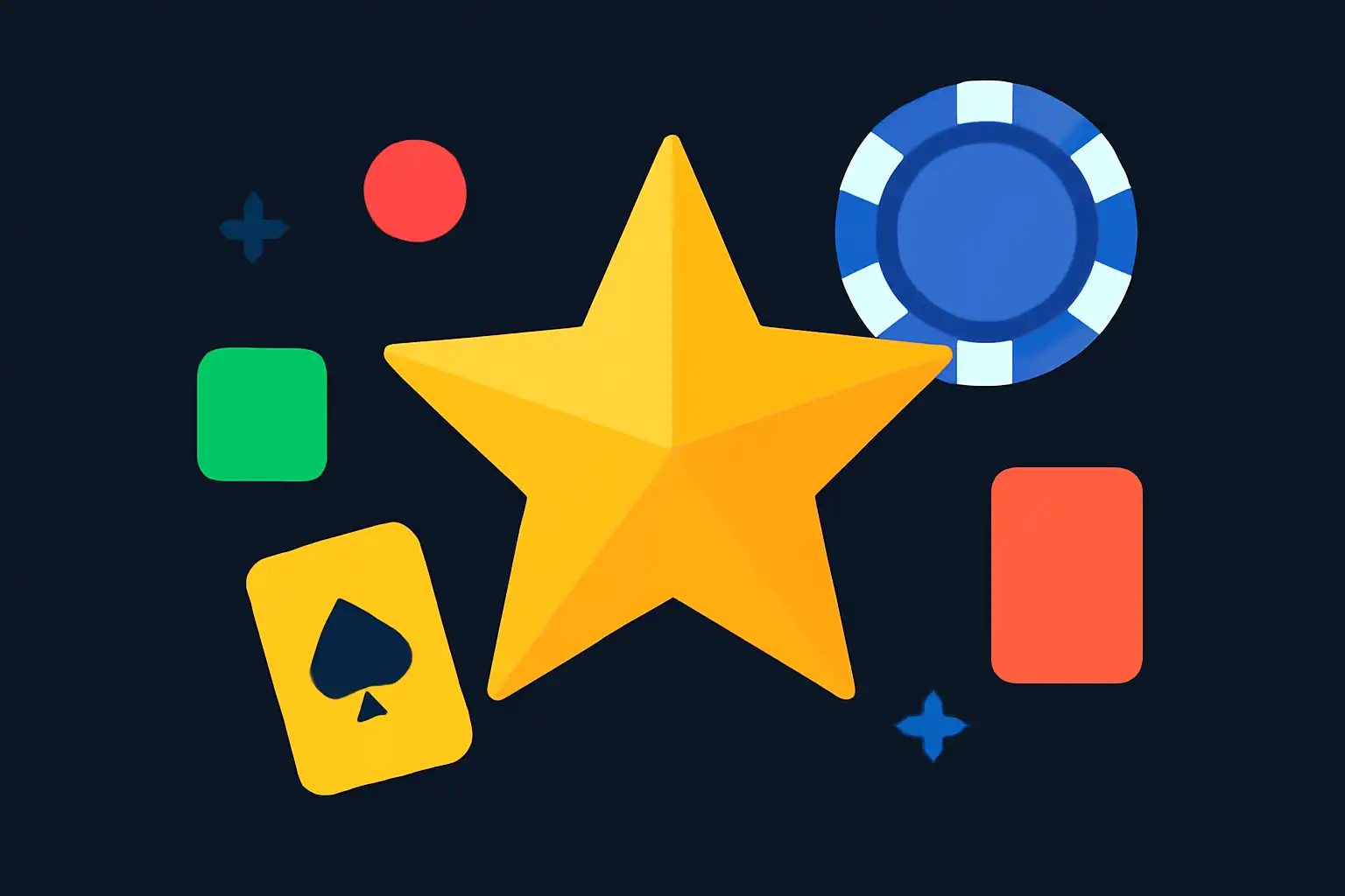 Hero illustration: Star, modern flat design, dark background, brand-neutral, icons and shapes only, no text