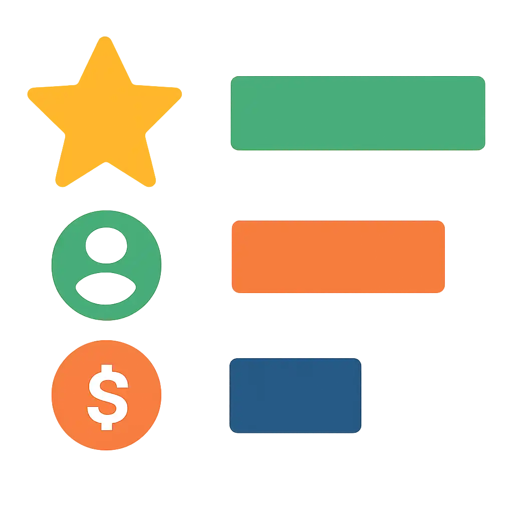 Infographic comparing options using coloured bars and icons only, no text or labels, flat design, Star