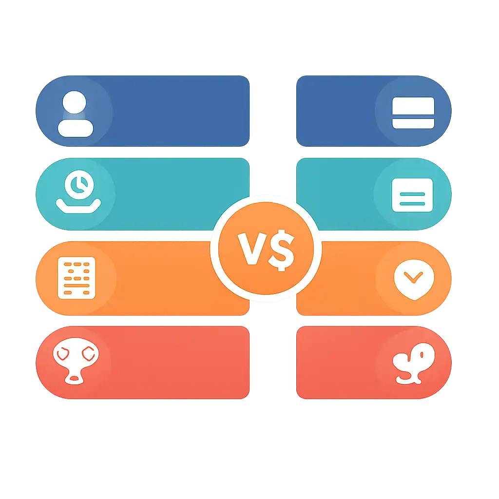 Infographic comparing options using coloured bars and icons only, no text or labels, flat design, Anil